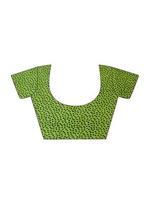 Lime Printed Chiffon Saree With Blouse 4