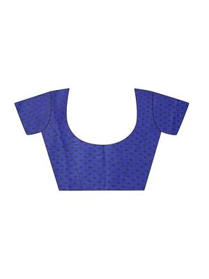 Blue Printed Chiffon Saree With Blouse 4