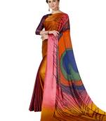 Multicolor Printed Chiffon Saree With Blouse