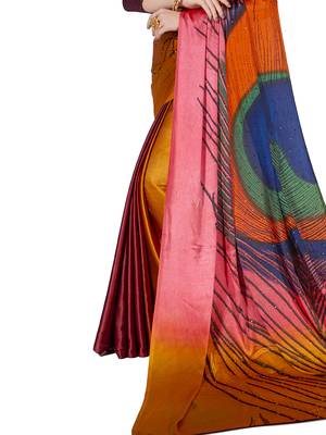 Multicolor Printed Chiffon Saree With Blouse 3