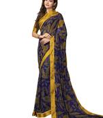 Mustard Printed Georgette Saree With Blouse