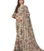 Off White Printed Georgette Saree With Blouse