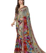 Grey Printed Georgette Saree With Blouse