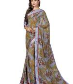 Grey Printed Georgette Saree With Blouse