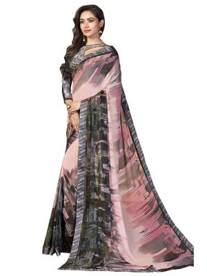 Light Pink Printed Georgette Saree With Blouse 1