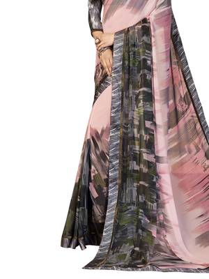 Light Pink Printed Georgette Saree With Blouse 3