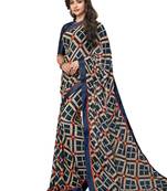 Beige Printed Georgette Saree With Blouse