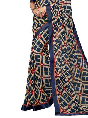 Beige Printed Georgette Saree With Blouse 3