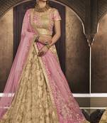 Golden Embroidered Net Semi Stitched Lehenga