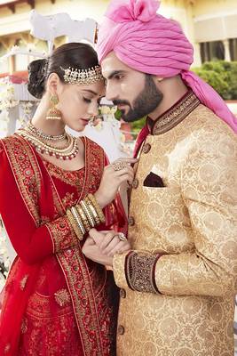 Red Embroidered Silk Semi Stitched Lehenga 3