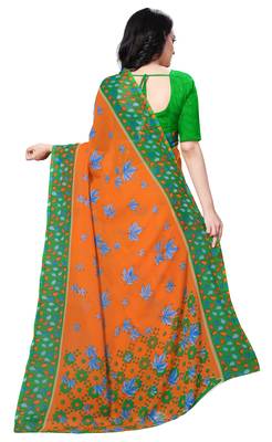 Multicolor printed georgette saree with blouse 2