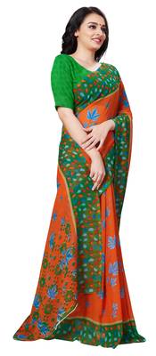 Multicolor printed georgette saree with blouse 4
