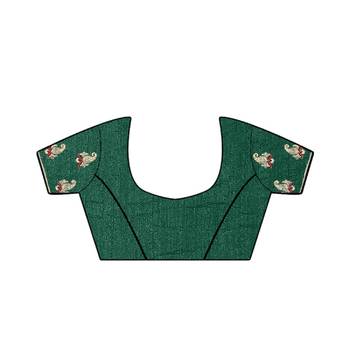 Green embroidered silk saree with blouse 5