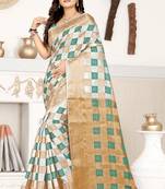 Green printed kanchipuram silk saree with blouse