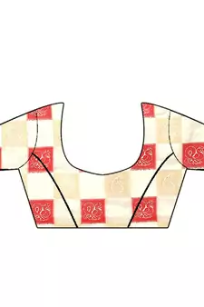 Red printed kanchipuram silk saree with blouse