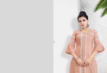 Orange Khadi Cotton Stitched Kuri Causal Wear 2
