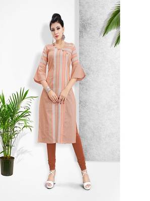 Orange Khadi Cotton Stitched Kuri Causal Wear 3