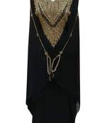 black georgette moroccan islamic dubai kaftan farasha zari and stone work dress