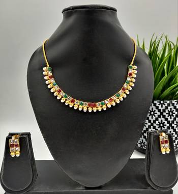Multicolor Stone Studded Necklace Sets 2