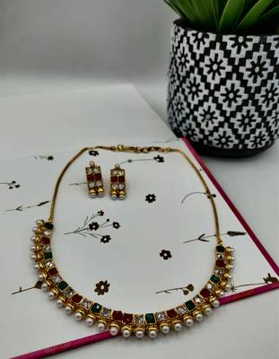Multicolor Stone Studded Necklace Sets 3