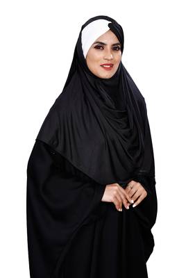 Justkartit Women Chiffon Lycra Plain Tie Knot Turban Style Instant Hijab Scarf 1