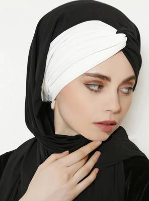 Justkartit Women Chiffon Lycra Plain Tie Knot Turban Style Instant Hijab Scarf 2