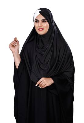 Justkartit Women Chiffon Lycra Plain Tie Knot Turban Style Instant Hijab Scarf 3