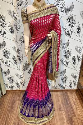 Maroon Embroidered Pure Viscose Saree With Blouse 1