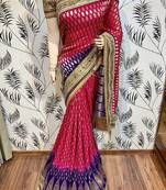 Maroon Embroidered Pure Viscose Saree With Blouse