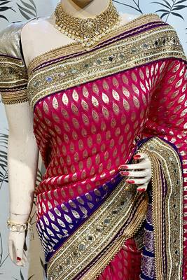 Maroon Embroidered Pure Viscose Saree With Blouse 2
