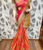 Pink Embroidered Pure Banarasi Silk Saree With Blouse