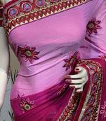 Pink Embroidered Pure Georgette Saree With Blouse