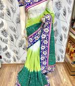 Green Embroidered Pure Georgette Saree With Blouse