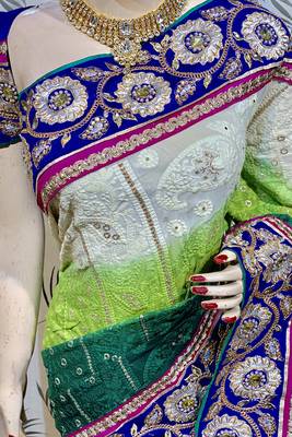 Green Embroidered Pure Georgette Saree With Blouse 2