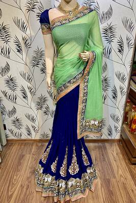 Green Embroidered Pure Silk Saree With Blouse 1