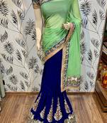 Green Embroidered Pure Silk Saree With Blouse
