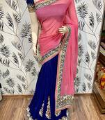 Pink Embroidered Pure Silk Saree With Blouse
