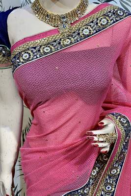 Pink Embroidered Pure Silk Saree With Blouse 2