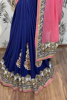 Pink Embroidered Pure Silk Saree With Blouse 3