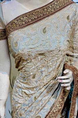Light Pink Embroidered Pure Satin Saree With Blouse 2