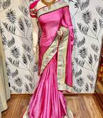 Pink Embroidered Pure Georgette Saree With Blouse