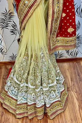 Red Embroidered Pure Viscose Saree With Blouse 3