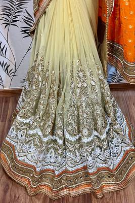Orange Embroidered Pure Viscose Saree With Blouse 3