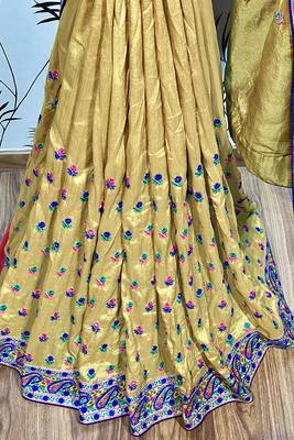 Mustard Embroidered Pure Silk Saree With Blouse 3