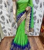 Green Embroidered Pure Viscose Saree With Blouse