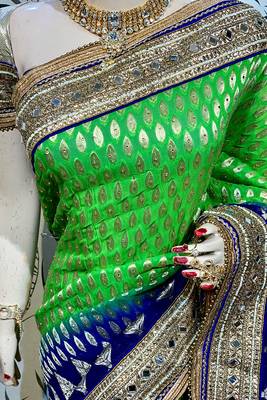 Green Embroidered Pure Viscose Saree With Blouse 2