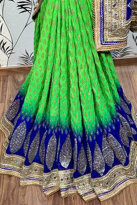 Green Embroidered Pure Viscose Saree With Blouse 3