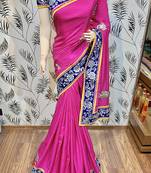 Pink Embroidered Pure Georgette Saree With Blouse