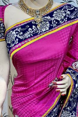 Pink Embroidered Pure Georgette Saree With Blouse 2