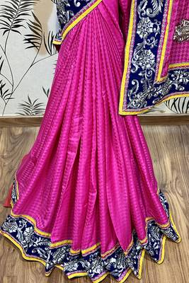 Pink Embroidered Pure Georgette Saree With Blouse 3